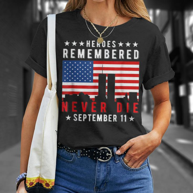 Basic Design American Flag Heroes Remember Day 911 Unisex T-Shirt Gifts for Her