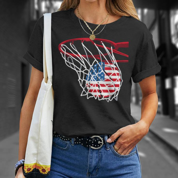 Basketball 4Th Of July American Flag Patriotic Men Boys Usa Unisex T-Shirt Gifts for Her