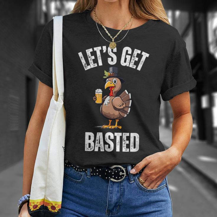 Lets Get Basted Thanksgiving Drinking Turkey Day T-Shirt Gifts for Her
