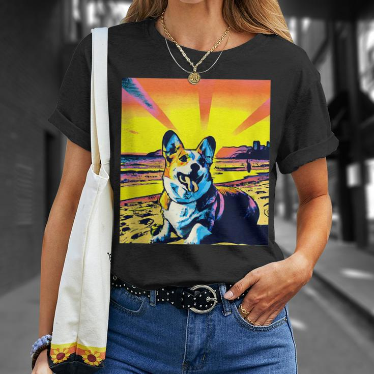 Beach Corgi Vintage Sunset Vacation Sunny Holiday Dog Unisex T-Shirt Gifts for Her