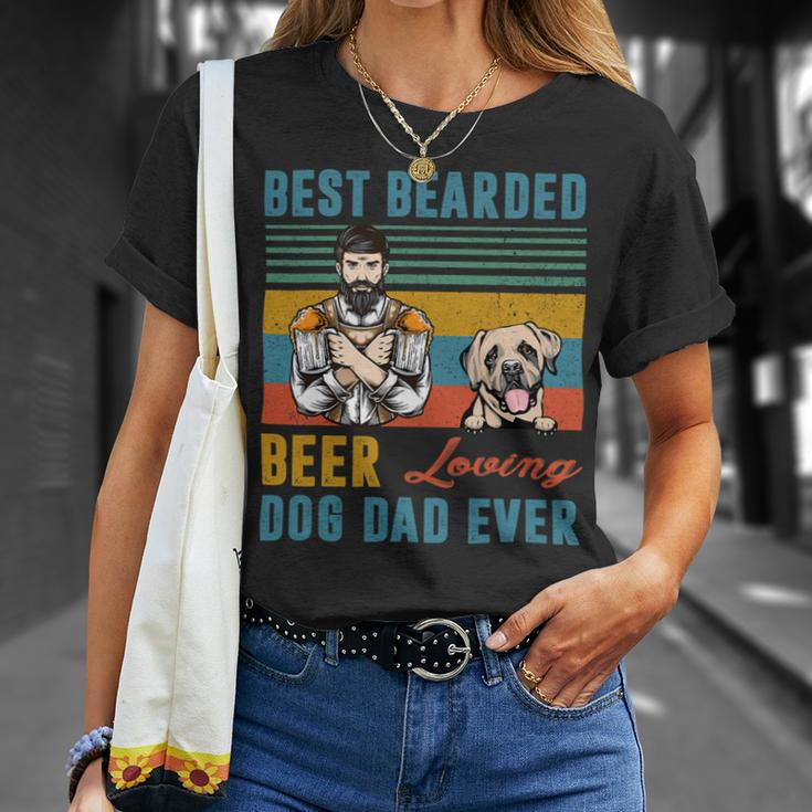 Beer Best Bearded Beer Loving Dog Dad English Mastiff Puppy Lover Unisex T-Shirt Gifts for Her