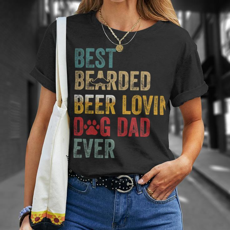 Beer Best Beards Beer Lovin Dog Dad Ever Father Papa Vintage Unisex T-Shirt Gifts for Her