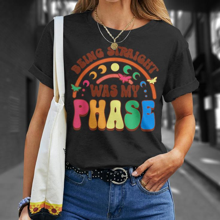 Being Straight Was My Phase Groovy Lgbt Pride Month Gay Les Unisex T-Shirt Gifts for Her
