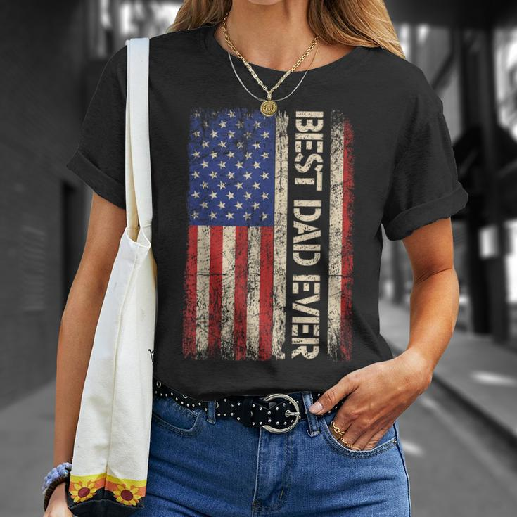 Best Dad Ever Us American Flag For Fathers Day T-shirt Gifts for Her