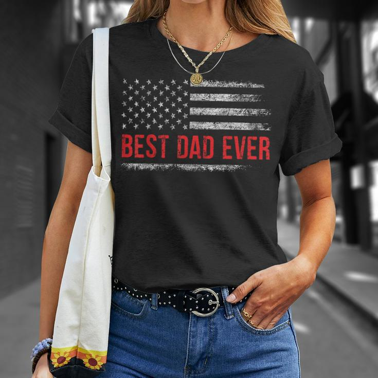 Best Dad Ever Us American Flag Gifts Fathers Day Dad Unisex T-Shirt Gifts for Her