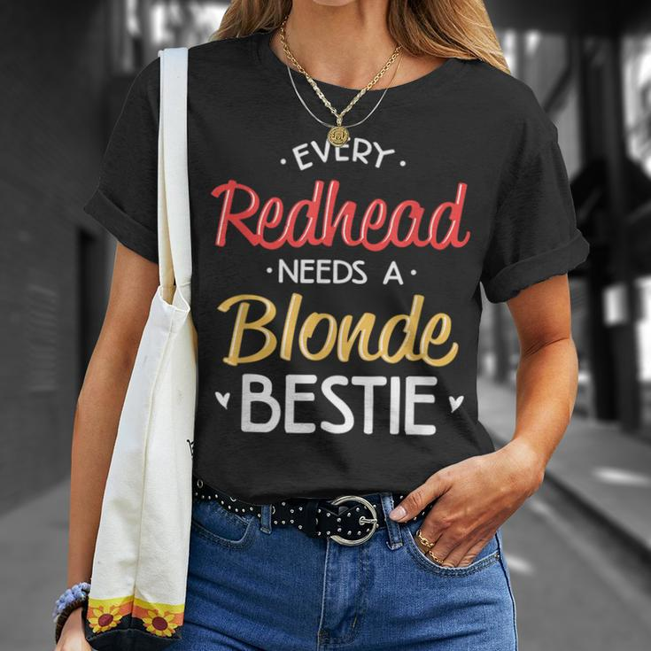 Bestie Every Redhead Needs A Blonde Bff Friend Heart T-Shirt Gifts for Her
