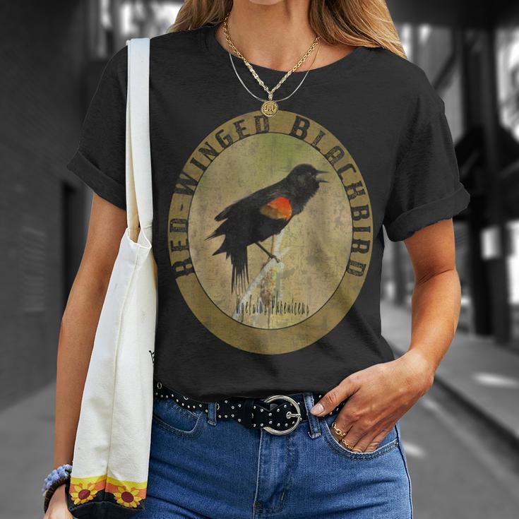 Birdwatcher Birder Nature Lover Red Winged Blackbird T-Shirt Gifts for Her