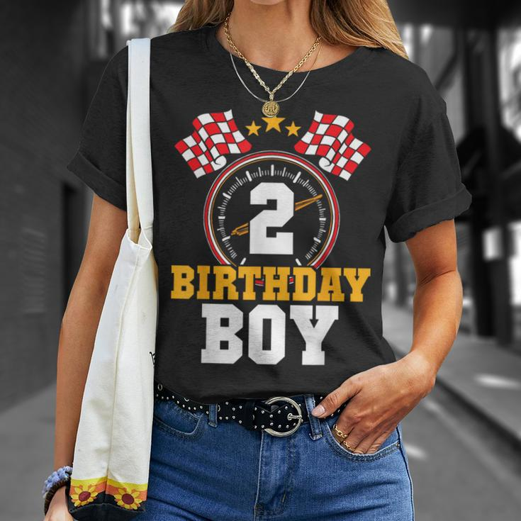 Birthday Boy 2Nd Race Car Party 2 Years Old Racing Driver T-Shirt Gifts for Her
