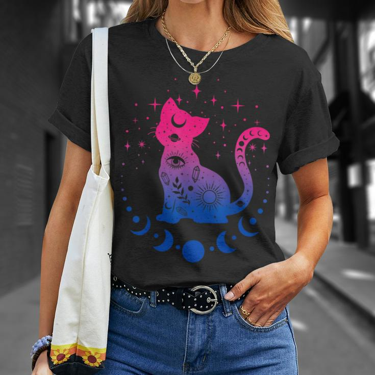 Bisexual Pride Flag Colors Astronomy Cat Unisex T-Shirt Gifts for Her