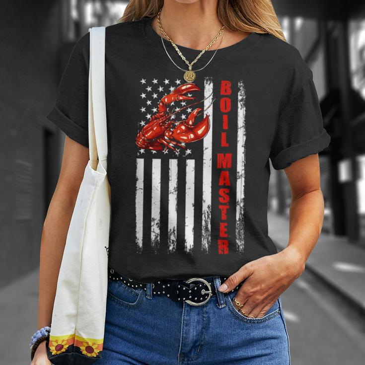 Boil Master Crawfish American Flag Crawdaddy Crayfish T-Shirt Gifts for Her