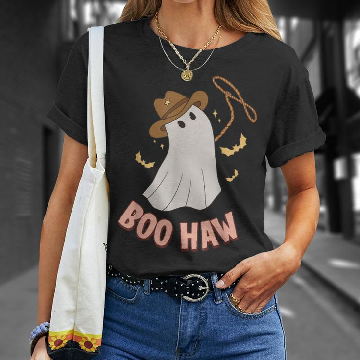 Boohaw Ghost Halloween Cowboy Cowgirl Costume Retro Unisex T-Shirt Gifts for Her