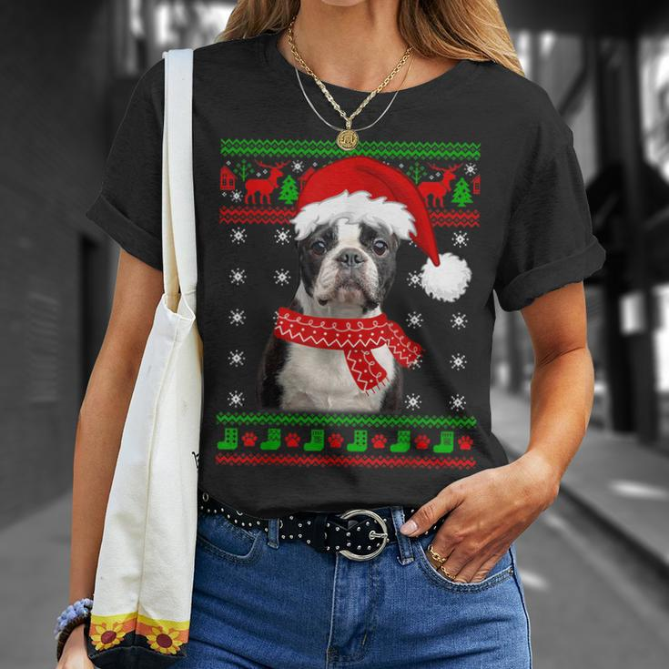 Boston Terrier Dog Ugly Sweater Christmas Puppy Dog Lover T-Shirt Gifts for Her