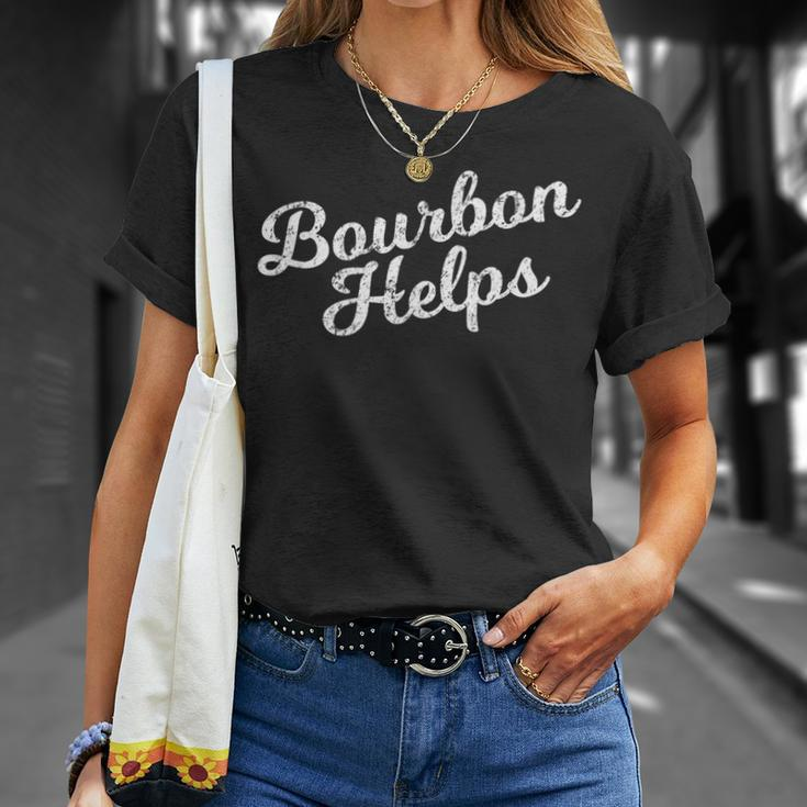 Bourbon Helps Distressed Bar Hopping T-Shirt Gifts for Her