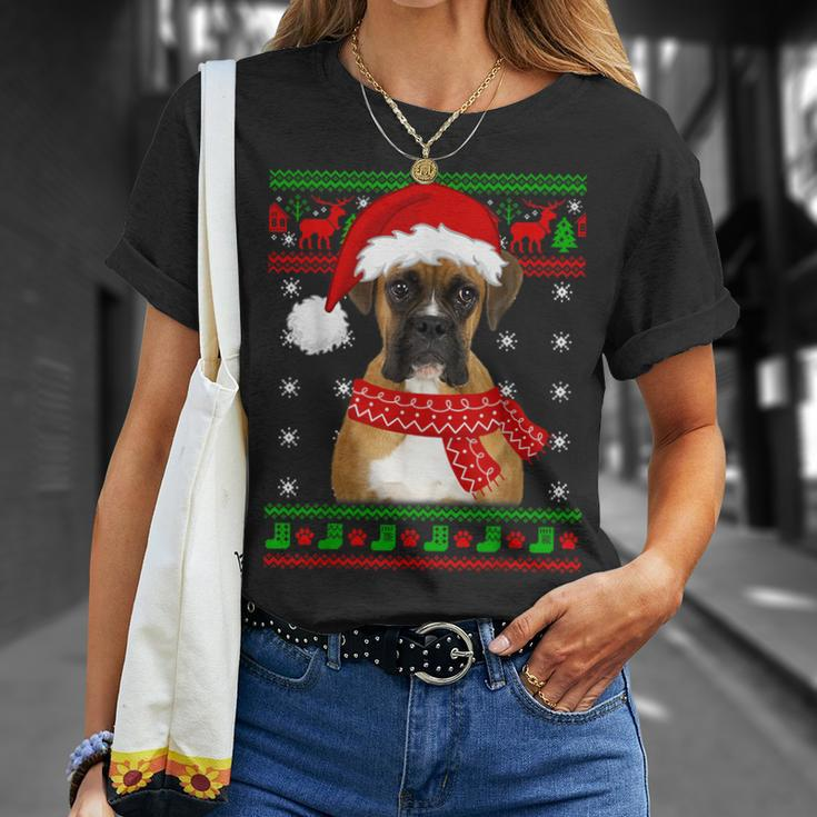 Boxer Dog Ugly Sweater Christmas Puppy Dog Lover T-Shirt Gifts for Her