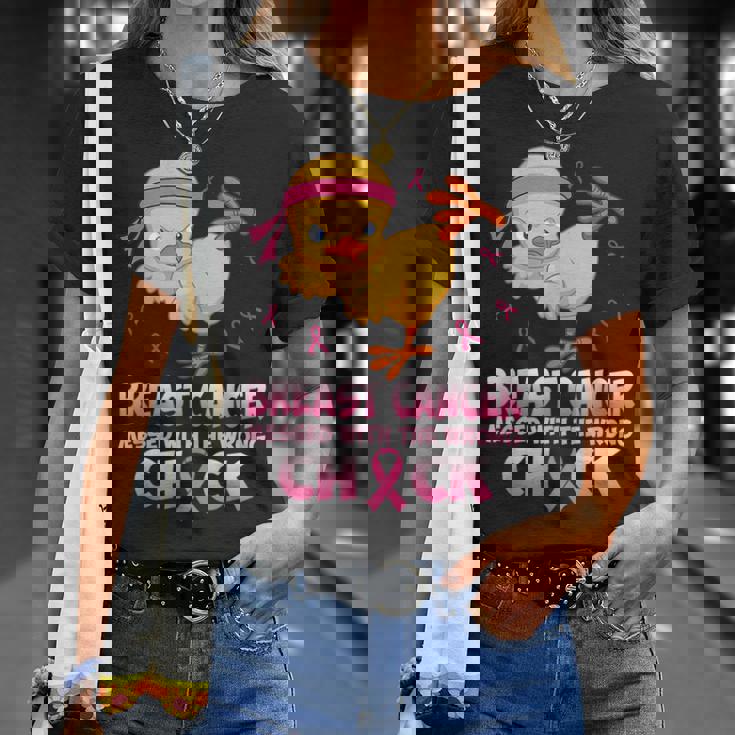 Breast Cancer Awareness Messed With The Wrongs Chick Funny Breast Cancer Awareness Funny Gifts Unisex T-Shirt Gifts for Her