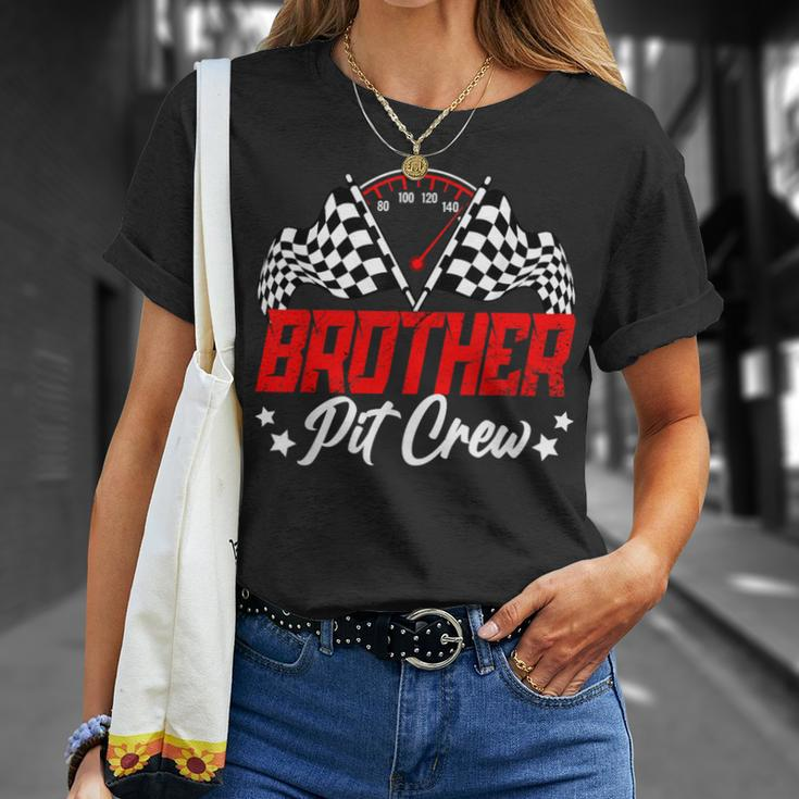 Brother Pit Crew Birthday Party Race Car Lover Racing Family T-Shirt Gifts for Her