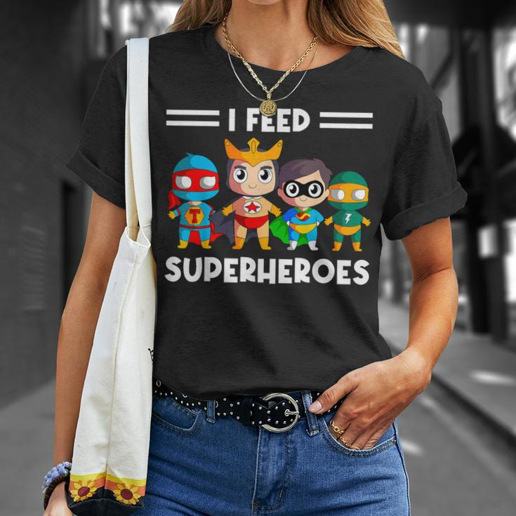 Cafeteria Worker Lunch Lady Service Crew I Feed Superheroes T-Shirt Gifts for Her