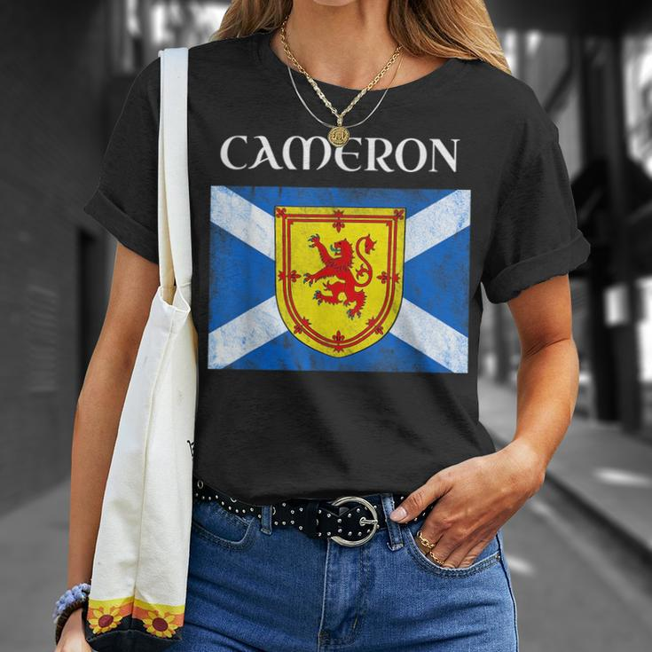 Cameron Scottish Clan Name Gift Scotland Flag Festival Unisex T-Shirt Gifts for Her
