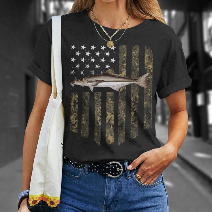 Camo American Flag Cobia Fishing 4Th Of July T-Shirt Gifts for Her