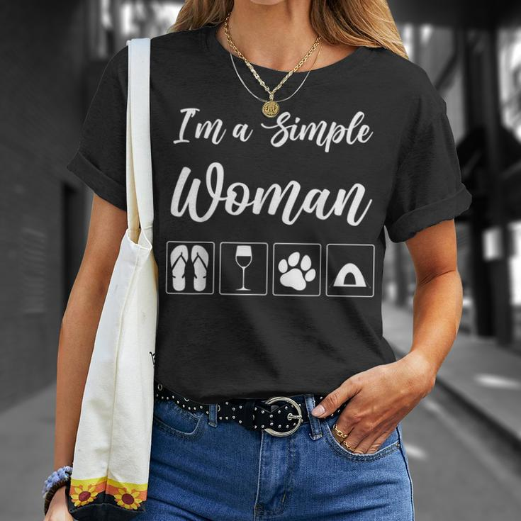 Camping Alcohol Tent Wine Girl Im A Simple Woman Unisex T-Shirt Gifts for Her