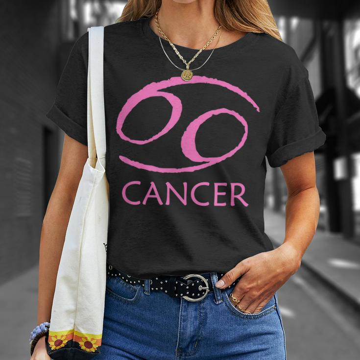 Cancer Zodiac Sign Pink Symbol Stars June July Birthday Gift Unisex T-Shirt Gifts for Her