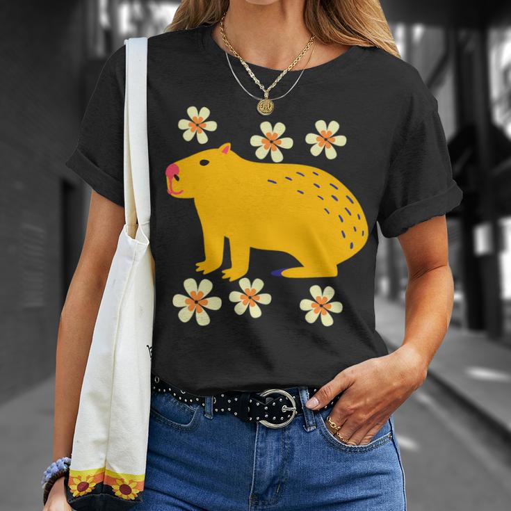 Capybara Flower Lovers Funny Animal Pet Cute Cartoon Comic Unisex T-Shirt Gifts for Her