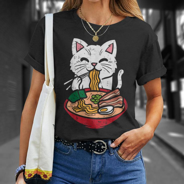 Cat Eating Ramen Kawaii Japanese Noodles Anime Foodie T-Shirt Gifts for Her