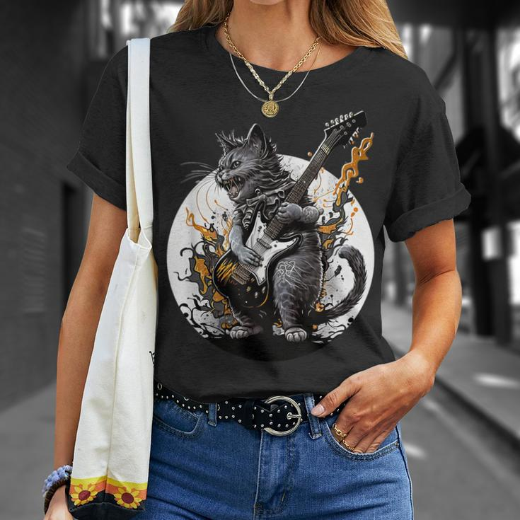 Cat Playing Guitar | Rock Cat | Heavy Metal Cat | Music Cat Unisex T-Shirt Gifts for Her
