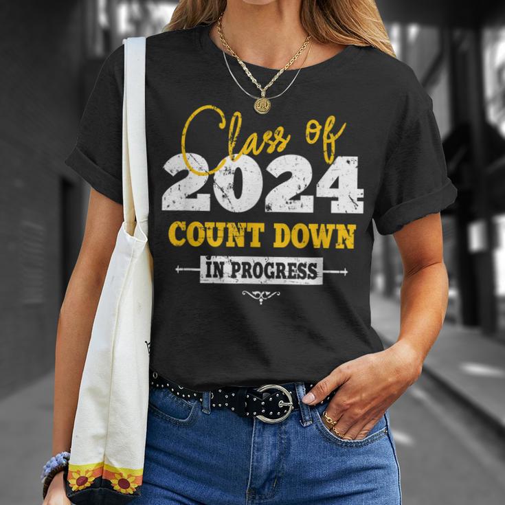 Class Of 2024 Count Down Funny Grad 2022 First Day Junior unisex T-Shirt