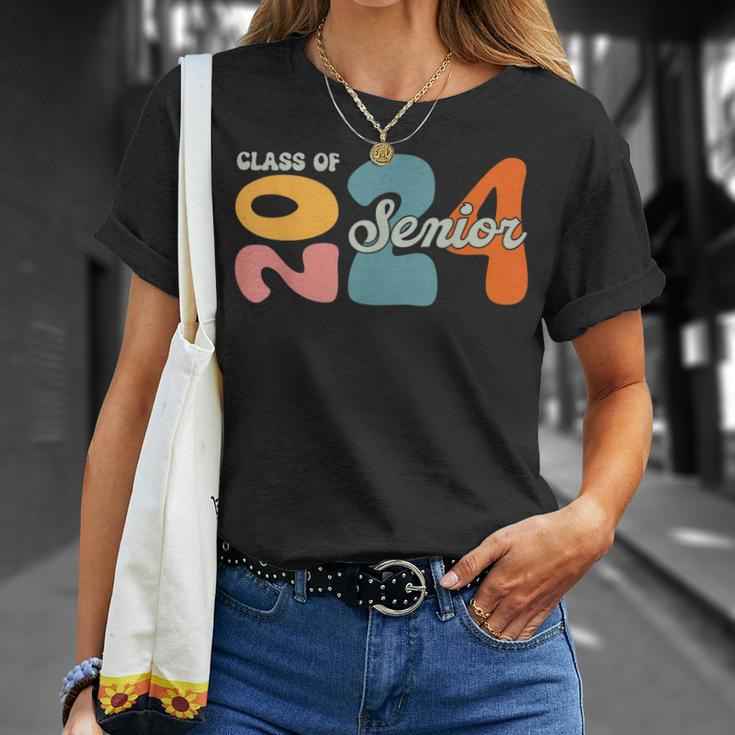 Class Of 2024 Senior 2024 Retro Groovy Graduation Unisex T-Shirt Gifts for Her