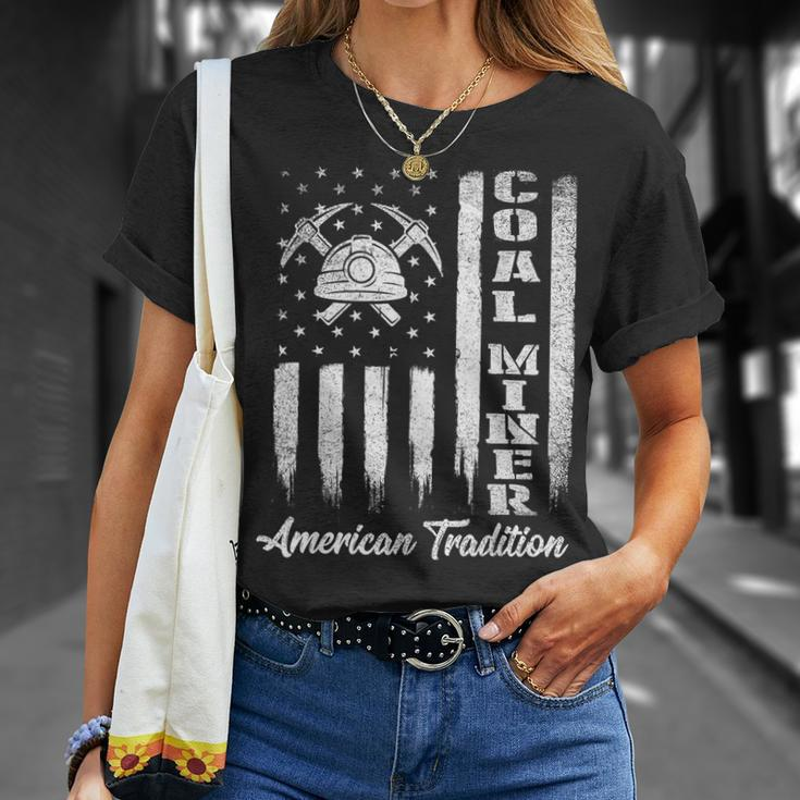 Coal Miner - Usa Flag Patriotic Underground Mining Laborer Unisex T-Shirt Gifts for Her