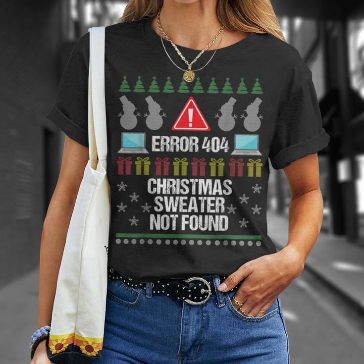 Computer Error 404 Ugly Christmas Sweater Not Found T-Shirt Gifts for Her