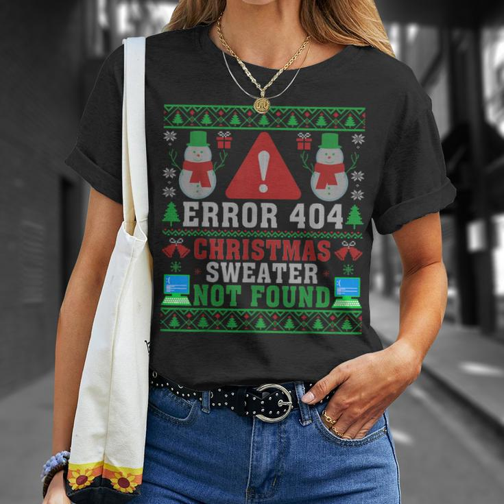 Computer Error 404 Ugly Christmas Sweater Not's Found Xmas T-Shirt Gifts for Her