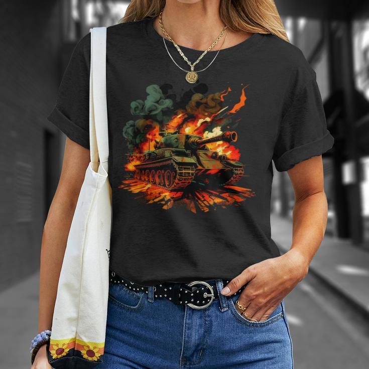Cool Tank On Flames For Military Tank Lovers Unisex T-Shirt Gifts for Her