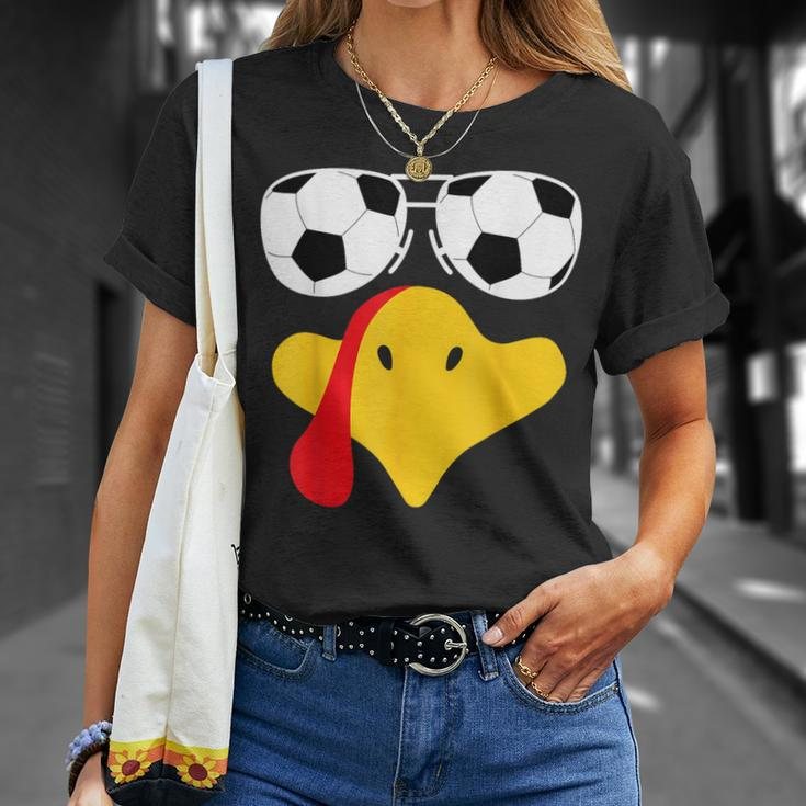 Cool Turkey Face With Soccer Sunglasses Thanksgiving T-Shirt Gifts for Her