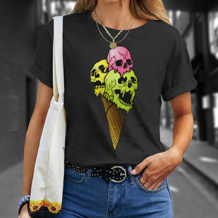Creepy Skulls Icecream Horror Colorful Halloween Halloween T-Shirt Gifts for Her