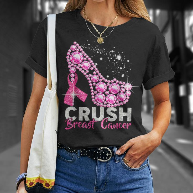 Crush Breast Cancer Pink Bling High Heels Breast Cancer T-Shirt Gifts for Her