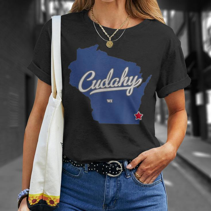 Cudahy Wisconsin Wi Map T-Shirt Gifts for Her