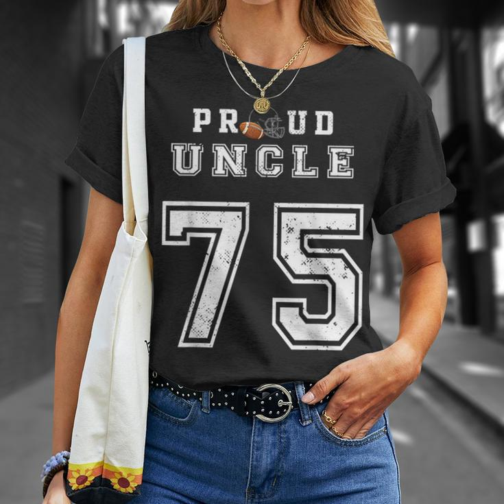 Custom Proud Football Uncle Number 75 Personalized For Men Unisex T-Shirt Gifts for Her