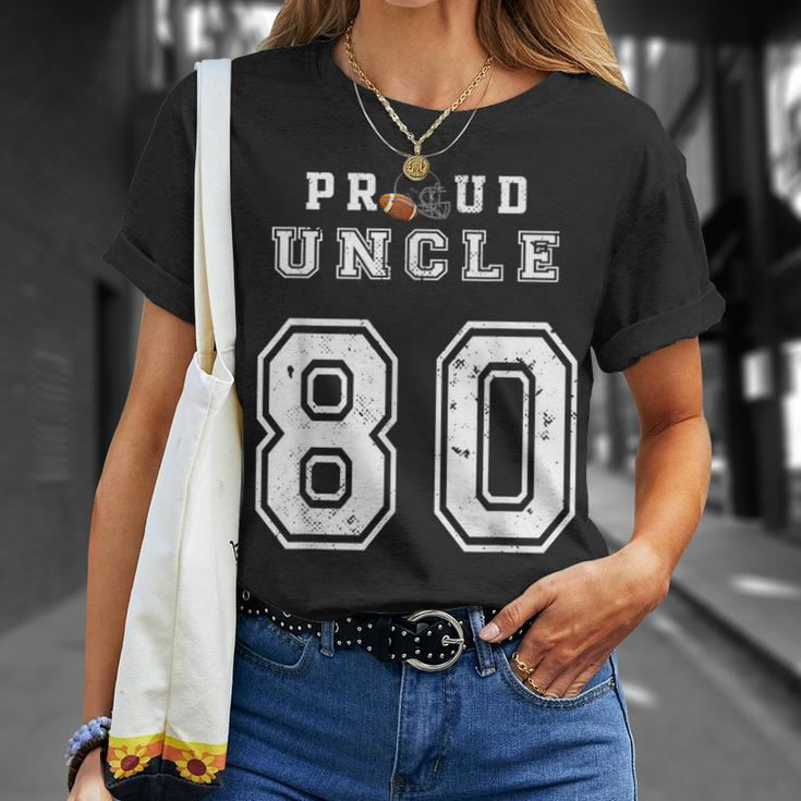 Custom Proud Football Uncle Number 80 Personalized For Men Unisex T-Shirt Gifts for Her
