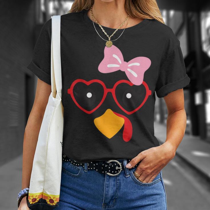 Cute Turkey Face Heart Sunglasses Thanksgiving Costume T-Shirt Gifts for Her