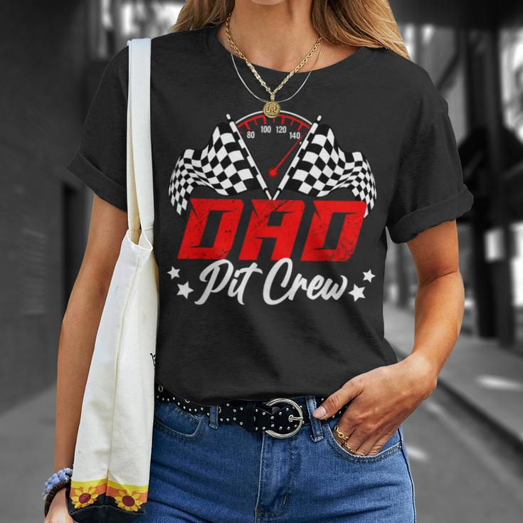 Dad Pit Crew Birthday Party Race Car Lover Racing Family T-Shirt Gifts for Her