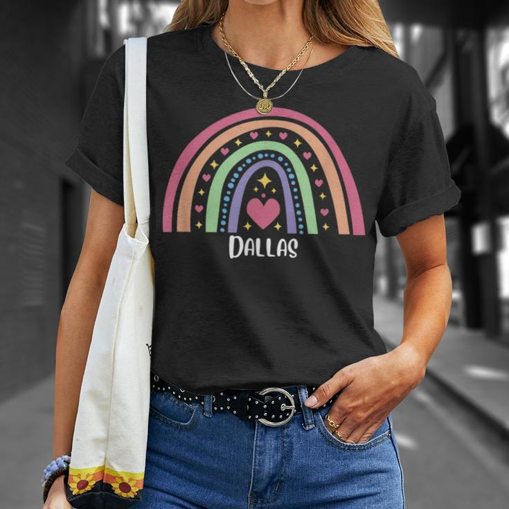 Dallas Texas Tx Us Cities Gay Pride Lgbtq Unisex T-Shirt Gifts for Her