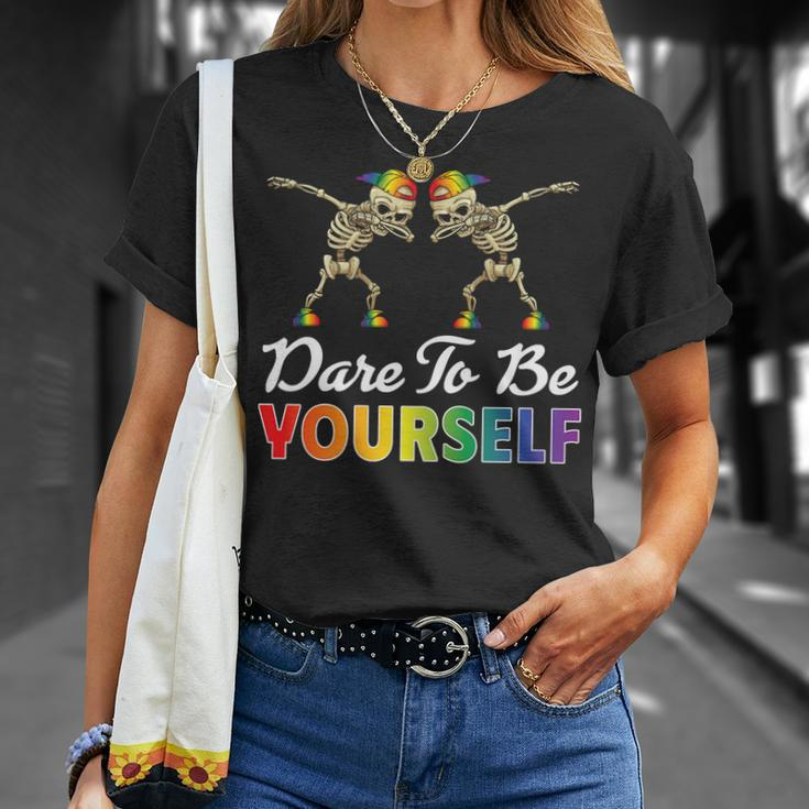 Dare To Be Yourself Cute Lgbt Gay Pride Unisex T-Shirt Gifts for Her