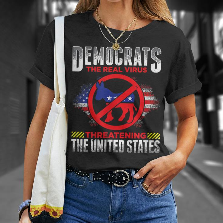 Democrats Suck Are Stupid The Real Virus Threatening The Us Unisex T-Shirt Gifts for Her
