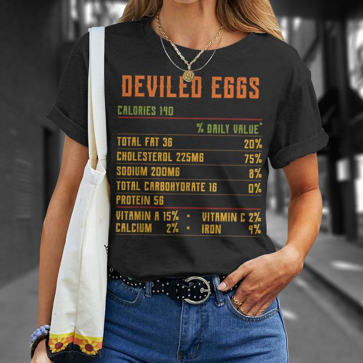 Deviled Eggs Nutrition Facts Thanksgiving 2021 Retro Vintage Unisex T-Shirt Gifts for Her