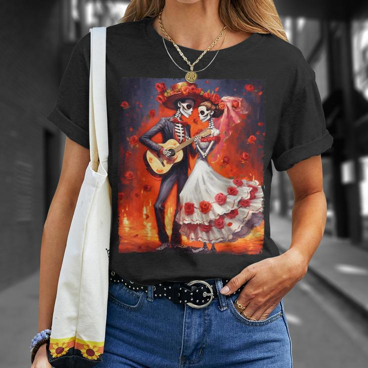 Dia De Los Muertos Skeletons Dancing Mexican Day Of The Dead T-Shirt Gifts for Her