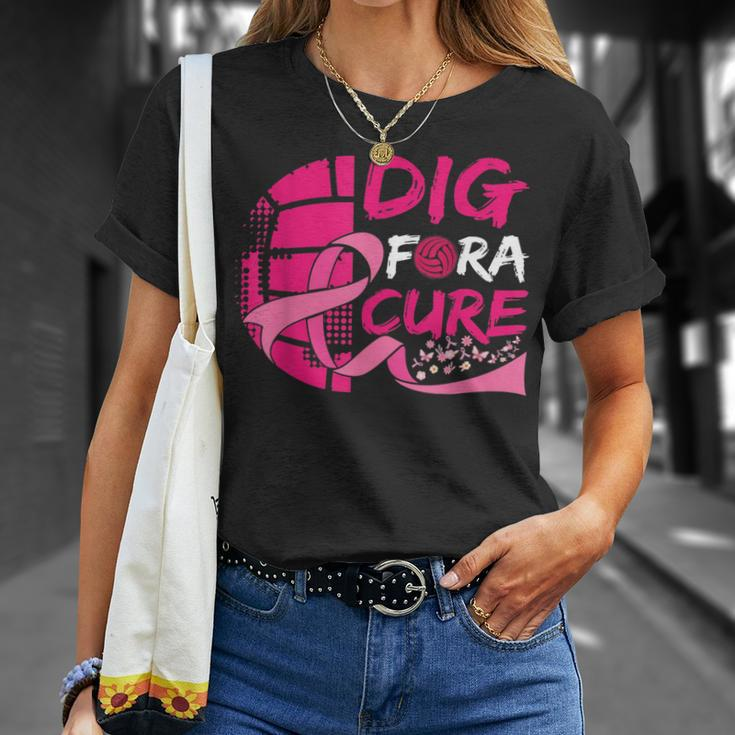 Dig For A Cure Breast Cancer Awareness Volleyball Pink Unisex T-Shirt Gifts for Her