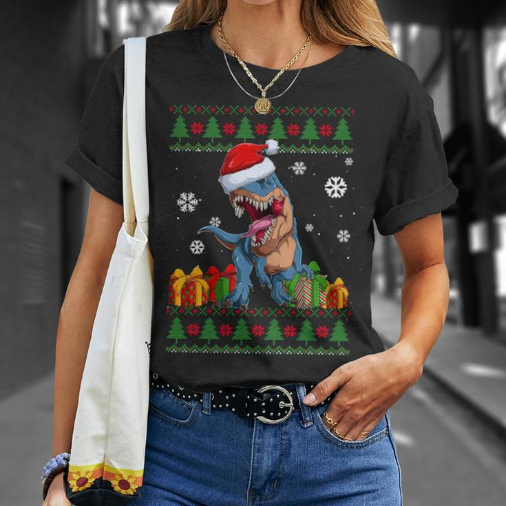Dinosaur Lovers Dinosaur Santa Hat Ugly Christmas Sweater T-Shirt Gifts for Her