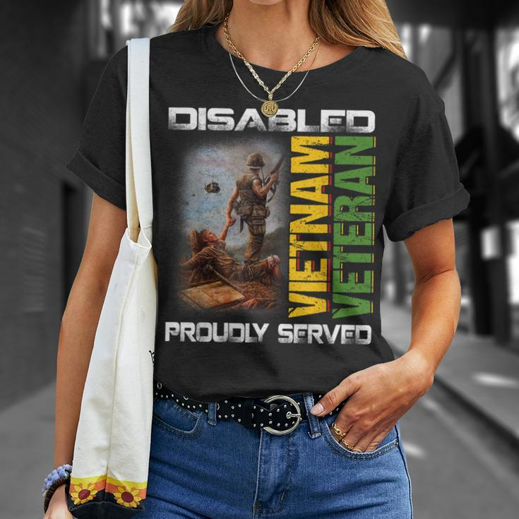 Disabled Vietnam Veteran Proudly Served Nam Fathers Day Unisex T-Shirt Gifts for Her